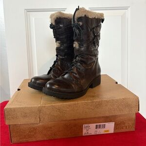 Born Women's Zuniga Dark Grey Leather Boots Shearling Lined Size 9